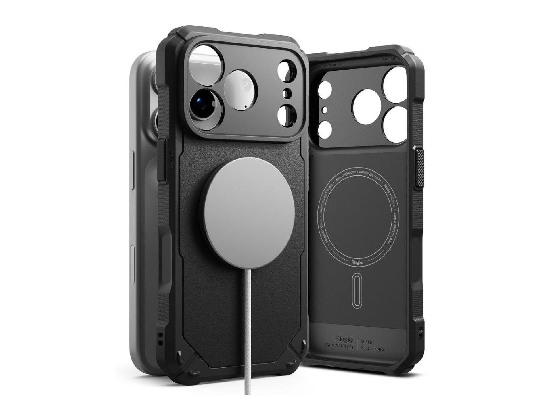 Capa Magnética Ringke Rugged Gear MagSafe para iPhone 18 Pro Max / 17 Pro Max - Preta