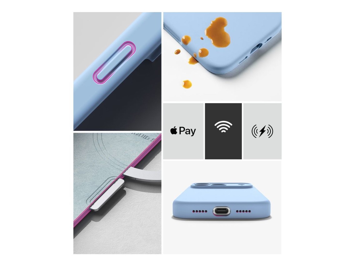 Capa Ringke em silicone MagSafe para iPhone 18 Pro - azul claro