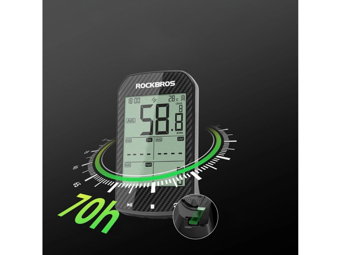 Rockbros M1Pro Bluetooth GPS Bike Computer IPX6 - Black