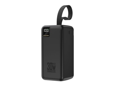 Powerbank Wozinsky W8-B 50000mAh 30W 2xUSB-A e 1xUSB-C e micro USB com lanterna - preto