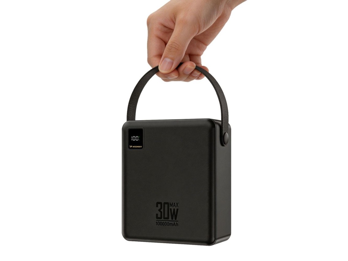 Wozinsky W8-B Powerbank 100000 mAh 30W 4x USB-A and 1x USB-C with Flashlight - Black