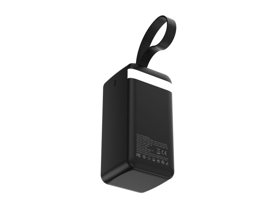 Powerbank Wozinsky W8-B 50000mAh 30W 2xUSB-A e 1xUSB-C e micro USB com lanterna - preto