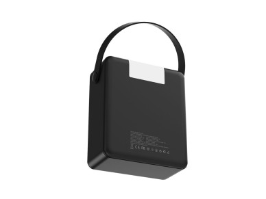 Bateria externa Wozinsky W8-B 100000 mAh 30W com 4 portas USB-A e 1 porta USB-C com lanterna - Preta