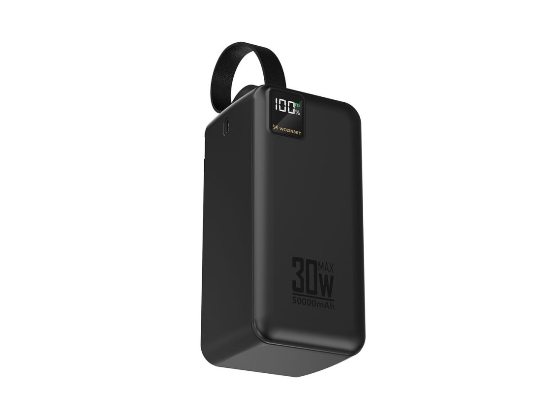 Batería externa Wozinsky W8-B de 50000 mAh y 30 W con 2 puertos USB-A, 1 puerto USB-C y puerto micro