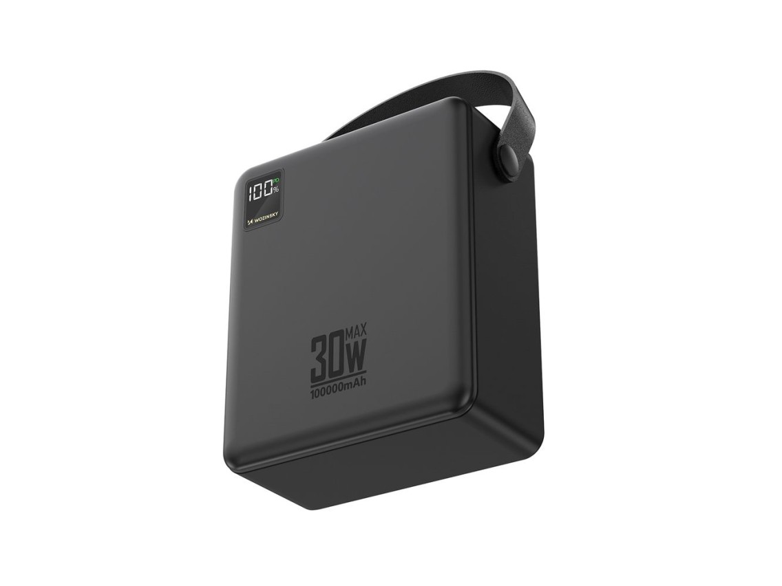 Wozinsky W8-B Powerbank 100000 mAh 30W 4x USB-A and 1x USB-C with Flashlight - Black