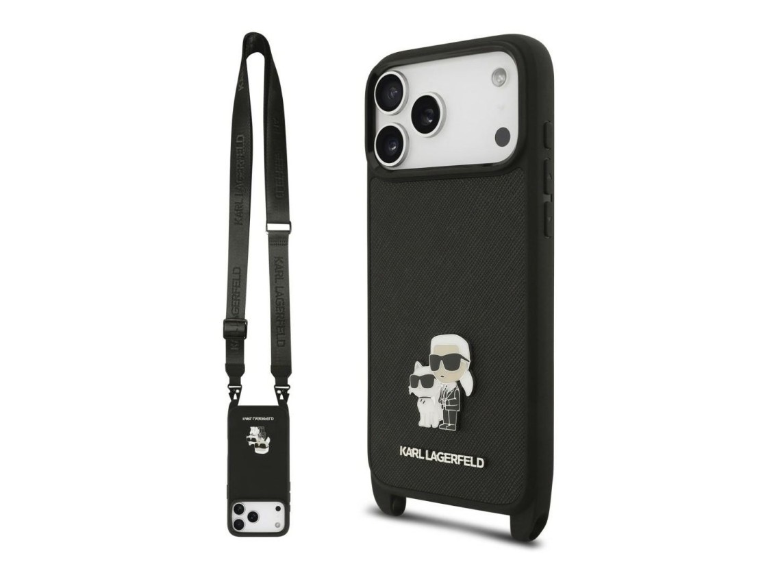Funda Karl Lagerfeld Saffiano Karl&Choupette con pasador met�lico y correa CBDY para iPhone 18 Pro /