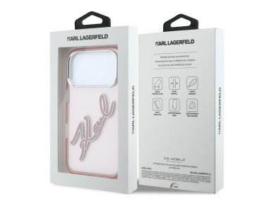 Karl Lagerfeld IML Big Signature Resin Metal Frame Case for iPhone 18 Pro Max / 17 Pro Max - Pink Karl Lagerfeld IML Big Signature Resin Metal Frame Case for iPhone 18 Pro Max / 17 Pro Max - Pink