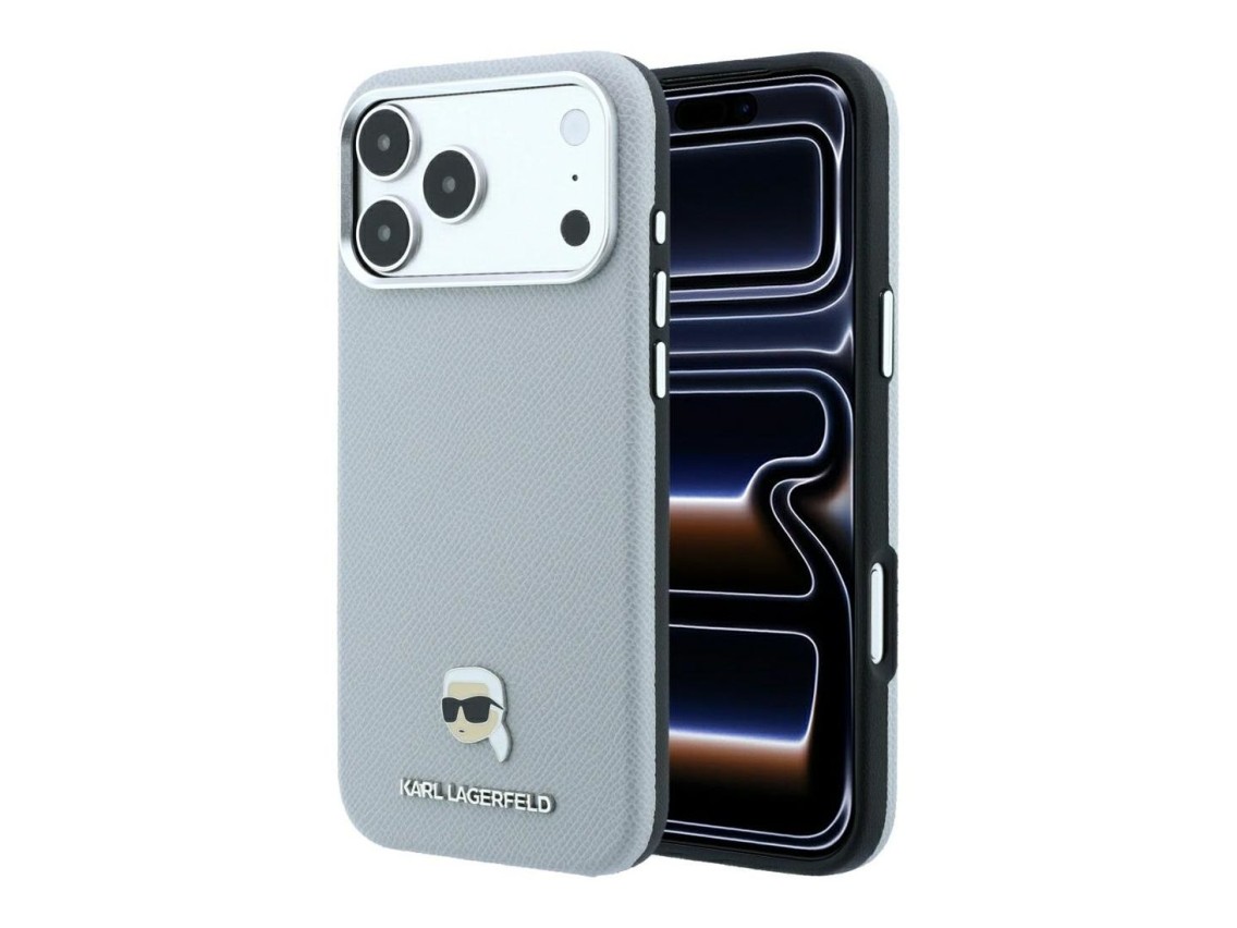 Funda met�lica MagSafe Karl Lagerfeld Grained Karl Head para iPhone 18 Pro Max / 17 Pro Max - Gris