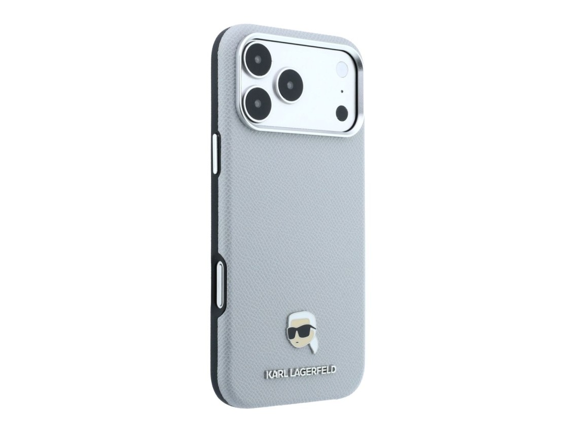 Funda met�lica MagSafe Karl Lagerfeld Grained Karl Head para iPhone 18 Pro Max / 17 Pro Max - Gris