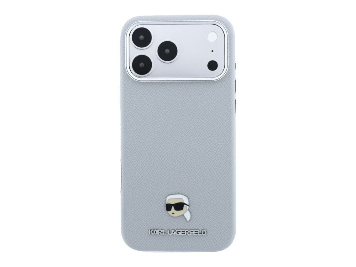 Funda met�lica MagSafe Karl Lagerfeld Grained Karl Head para iPhone 18 Pro Max / 17 Pro Max - Gris