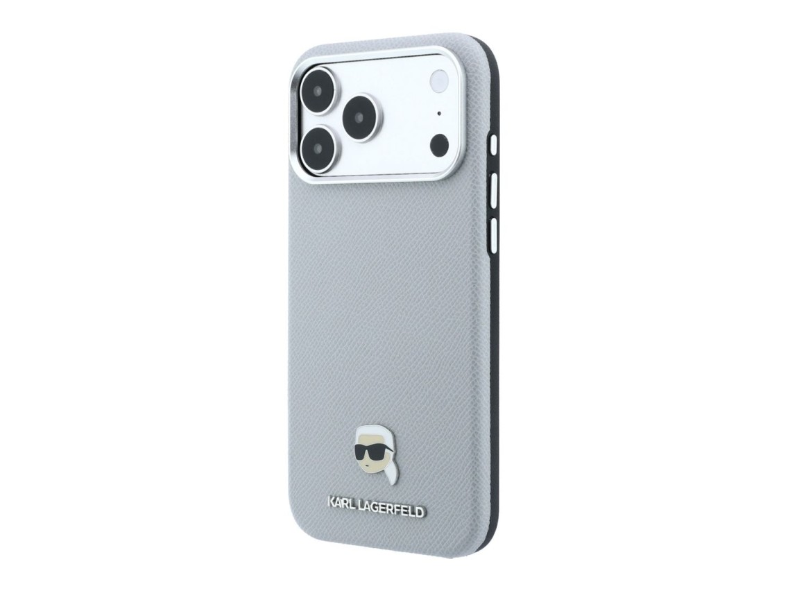 Funda met�lica MagSafe Karl Lagerfeld Grained Karl Head para iPhone 18 Pro Max / 17 Pro Max - Gris