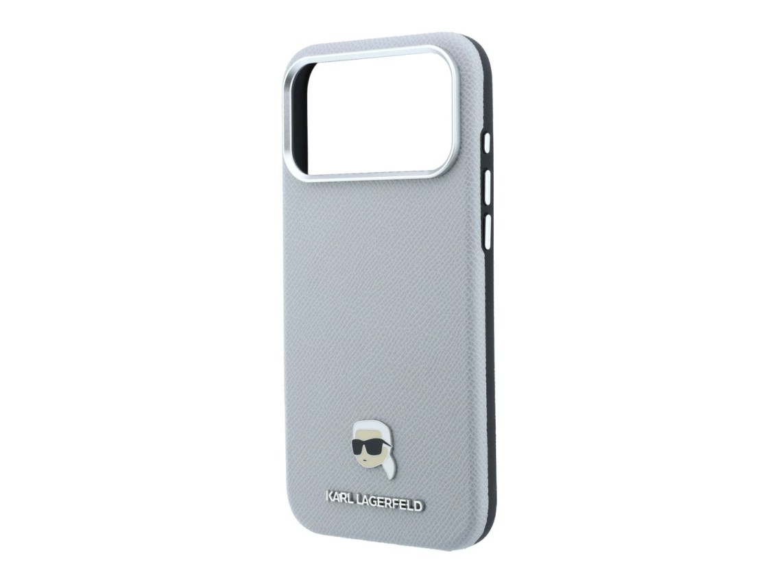 Funda met�lica MagSafe Karl Lagerfeld Grained Karl Head para iPhone 18 Pro Max / 17 Pro Max - Gris