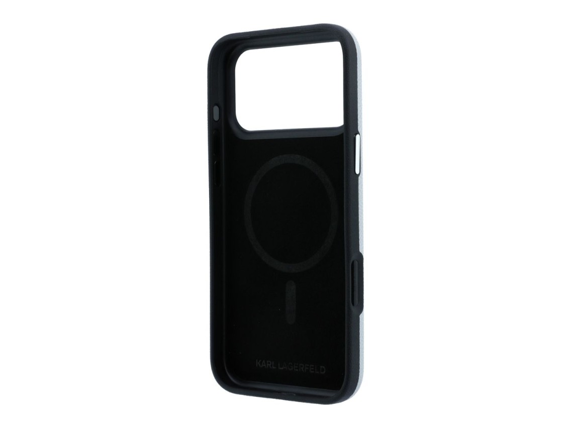 Funda met�lica MagSafe Karl Lagerfeld Grained Karl Head para iPhone 18 Pro Max / 17 Pro Max - Gris