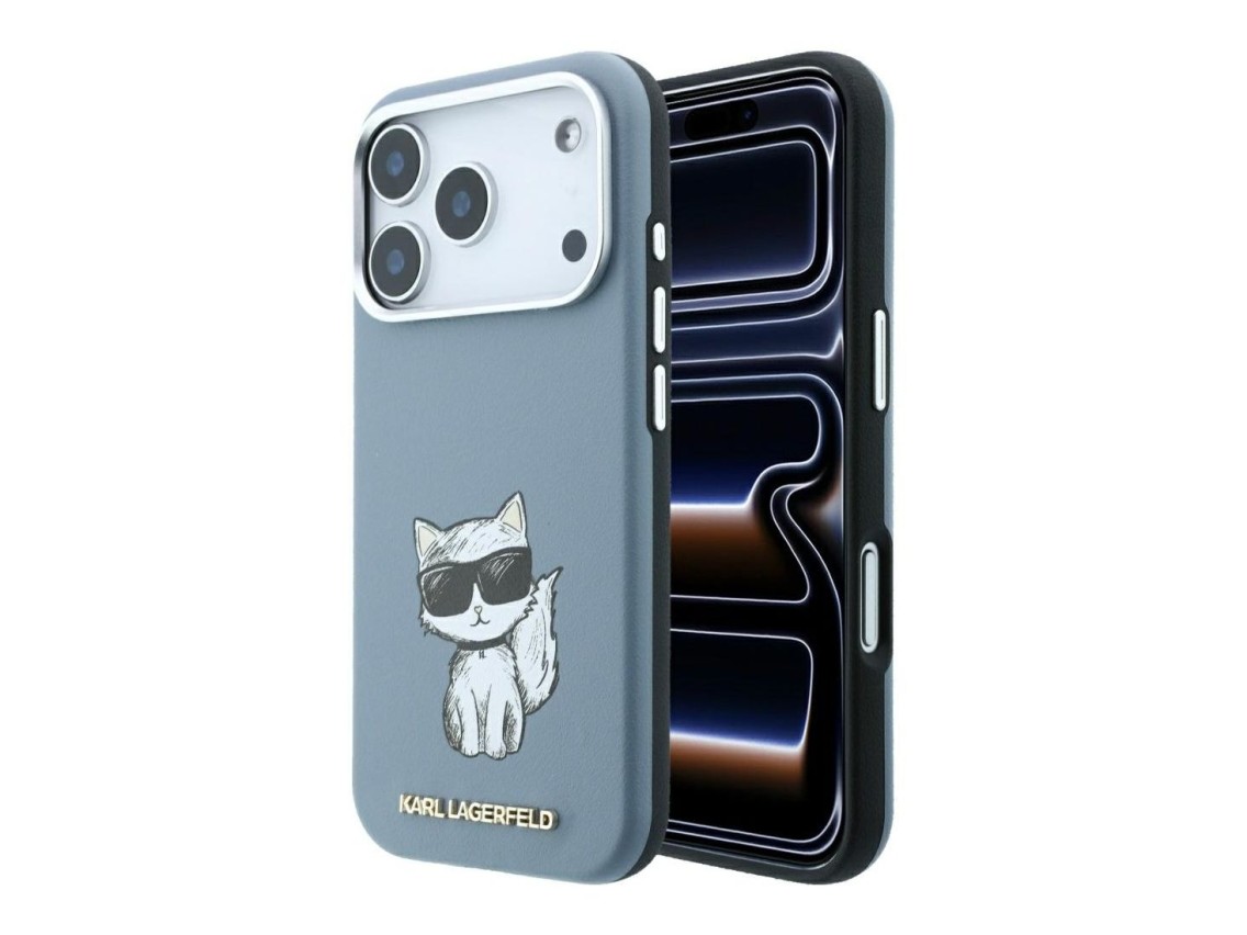 Funda Karl Lagerfeld Smooth Choupette Sketch MagSafe para iPhone 18 Pro / 17 Pro - azul claro