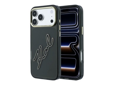 Capa Karl Lagerfeld IML Big Signature com moldura em metal e resina para iPhone 18 Pro Max / 17 Pro 