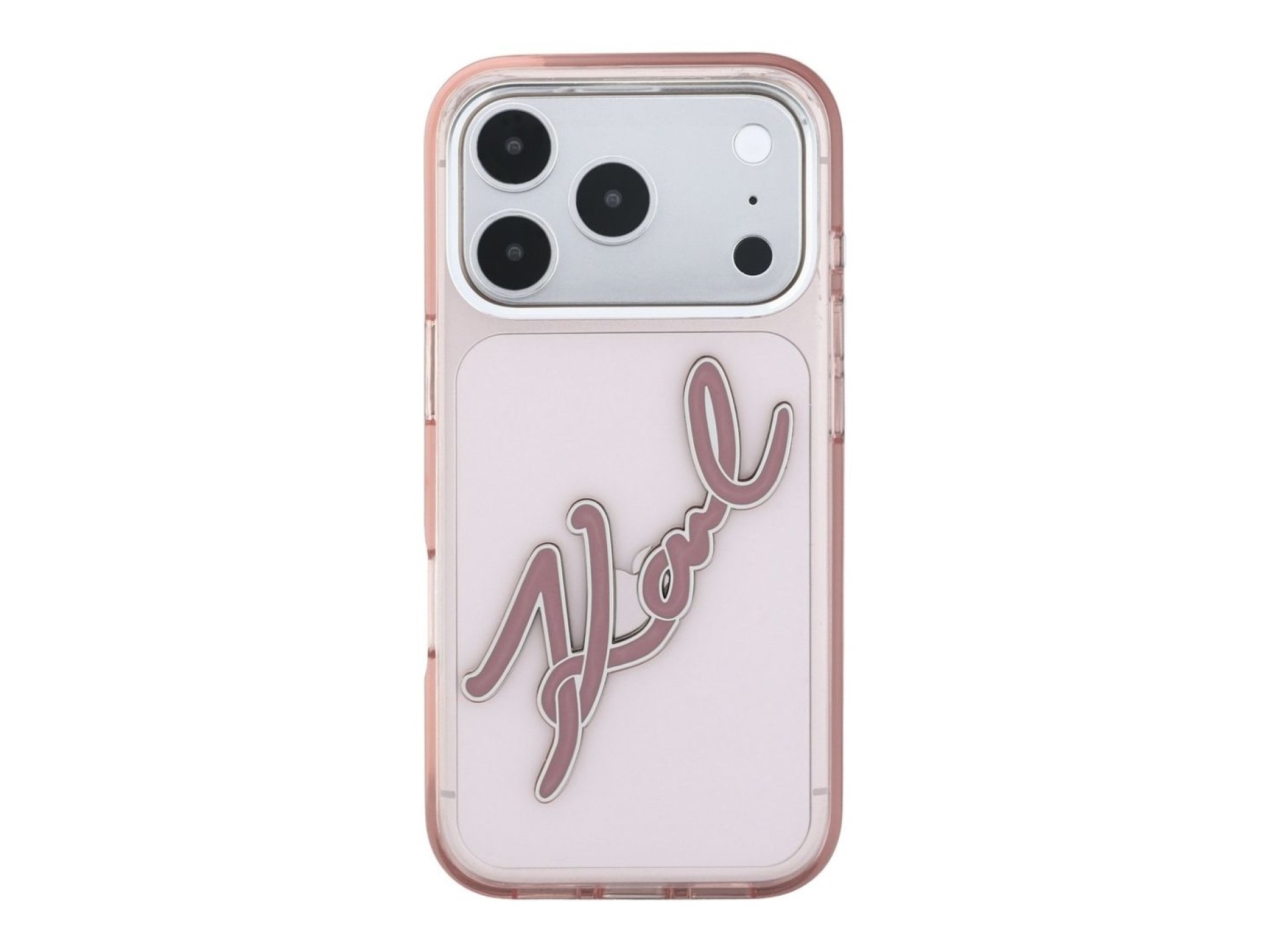 Karl Lagerfeld IML Big Signature Resin Metal Frame Case for iPhone 18 Pro Max / 17 Pro Max - Pink