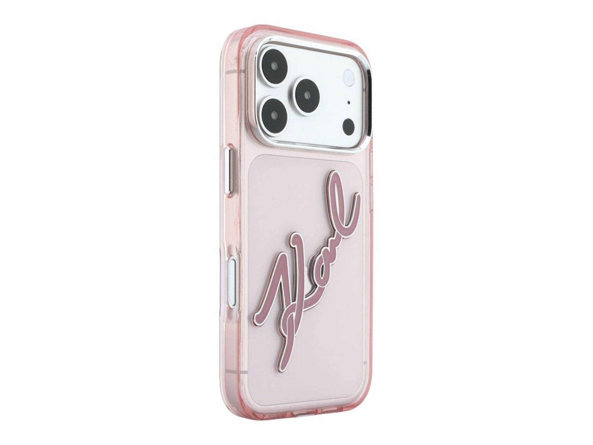 Karl Lagerfeld IML Big Signature Resin Metal Frame Case for iPhone 18 Pro Max / 17 Pro Max - Pink