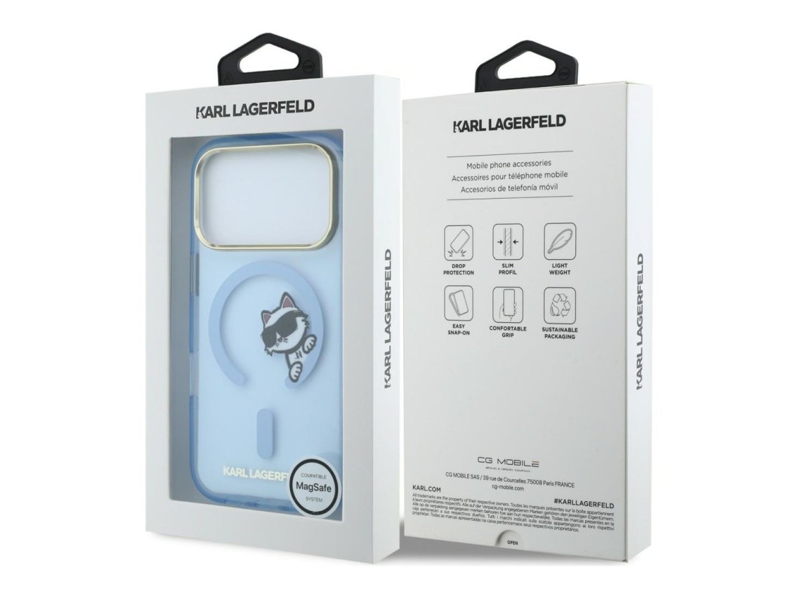 Karl Lagerfeld Peekaboo Logo MagSafe case for iPhone 18 Pro / 17 Pro - light blue