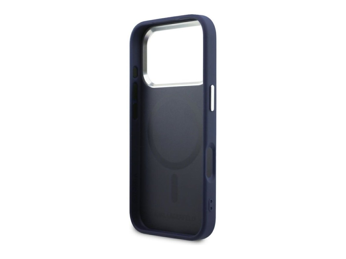 Karl Lagerfeld Embossed Open Ring RSG Logo MagSafe Case for iPhone 18 Pro Max / 17 Pro Max - Blue