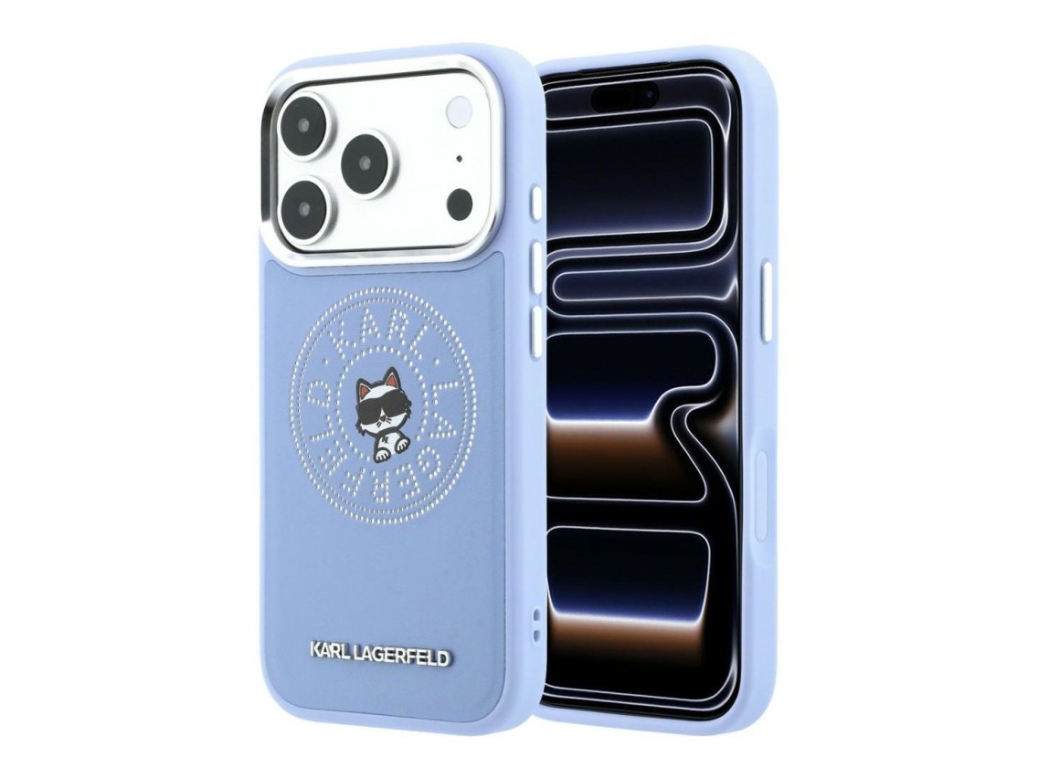 Capa MagSafe Karl Lagerfeld Point & Choupette Sketch para iPhone 18 Pro/17 Pro - Azul