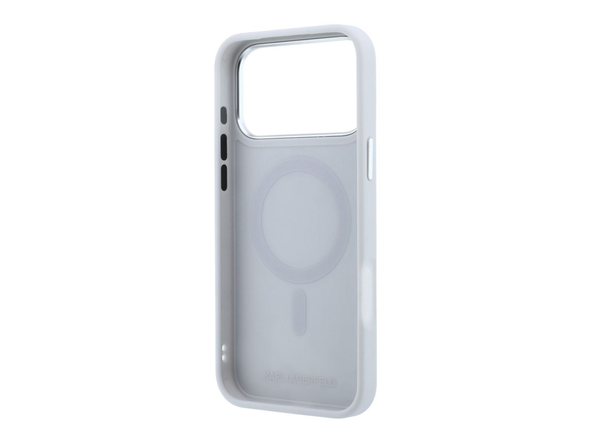 Capa MagSafe Karl Lagerfeld com suporte de anel 360° e alfinete de cabeça de Karl para iPhone 18 Pro
