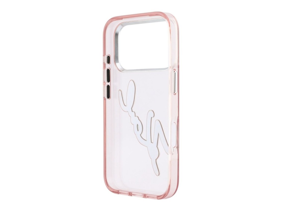 Karl Lagerfeld IML Big Signature Resin Metal Frame Case for iPhone 18 Pro Max / 17 Pro Max - Pink