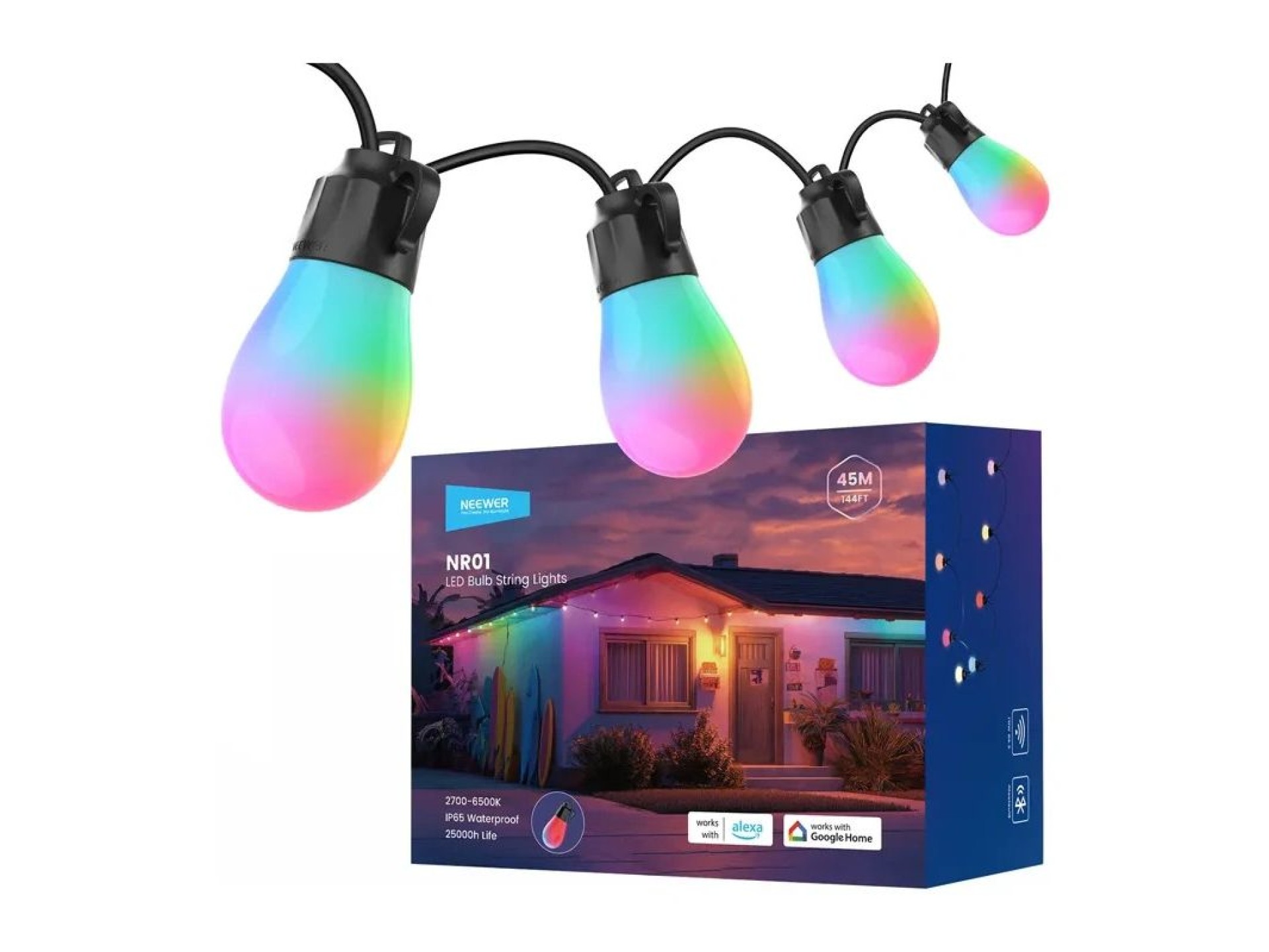 Luz de corda exterior NEEWER RGB branco quente