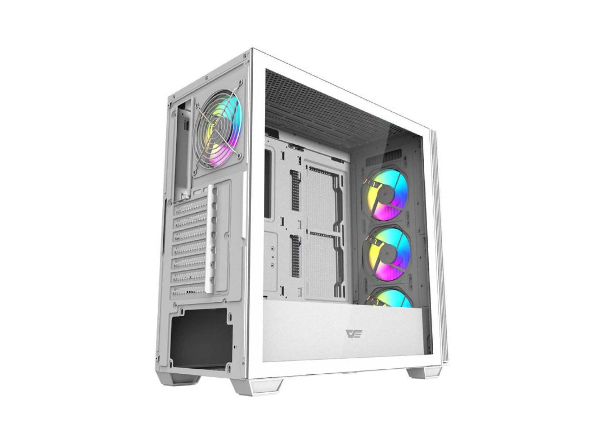 Caja de ordenador Darkflash DS900WS (blanca) + 4 ventiladores ARGB