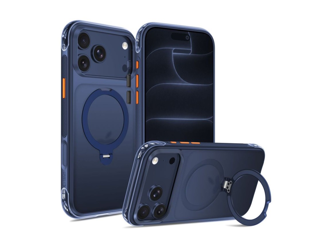 Tech-Protect MagAir Stand MagSafe CC Case for iPhone 18 Pro Max / 17 Pro Max - Matte Navy Blue
