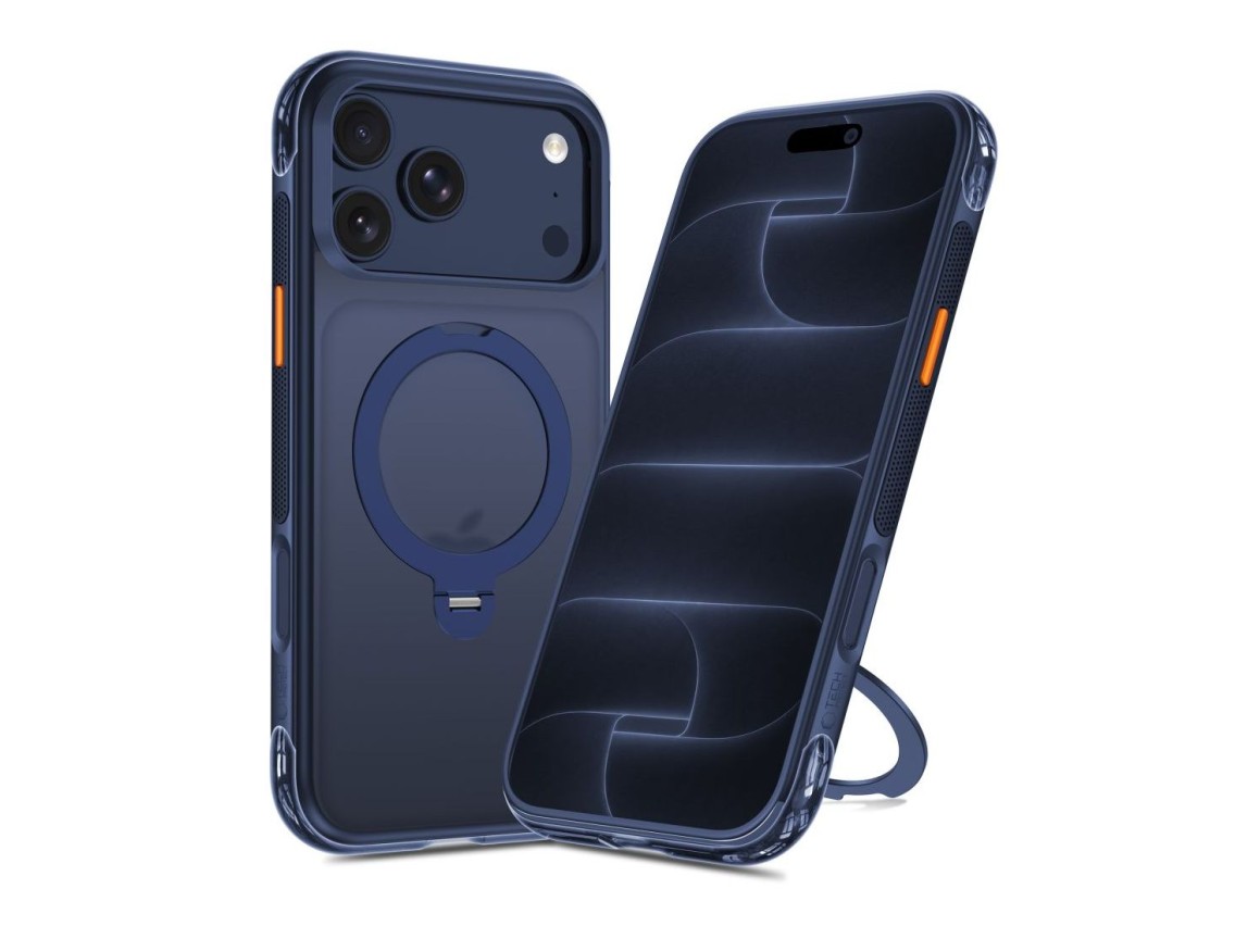 Tech-Protect MagAir Stand MagSafe CC Case for iPhone 18 Pro Max / 17 Pro Max - Matte Navy Blue
