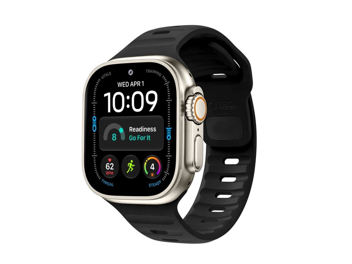Pulseira Tech-Protect em silicone para Apple Watch 44/45/46/49 mm - Preta