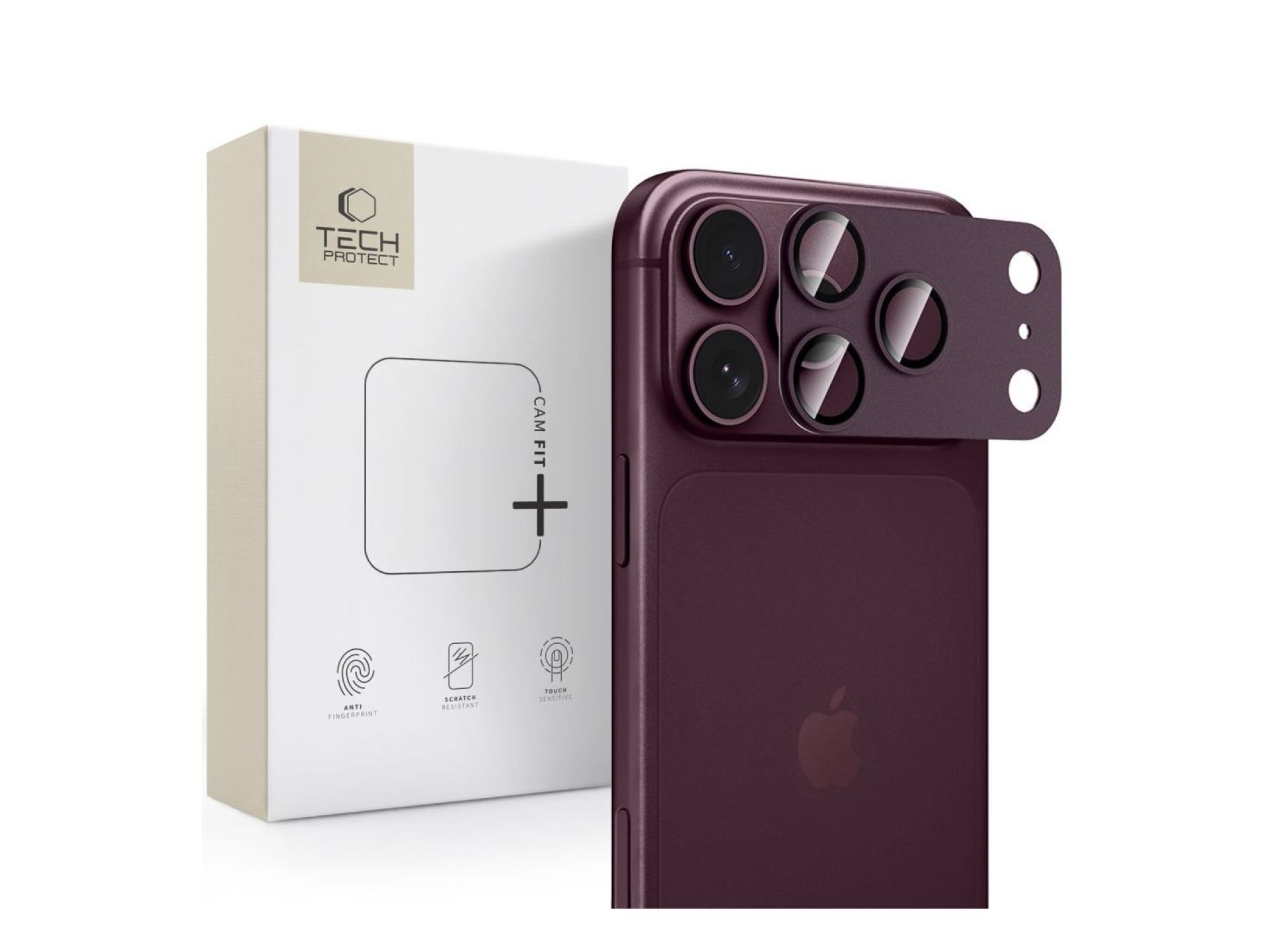 Tech-Protect Camfull Fit+ Tempered Glass Camera Screen Protector for iPhone 18 Pro - Burgundy