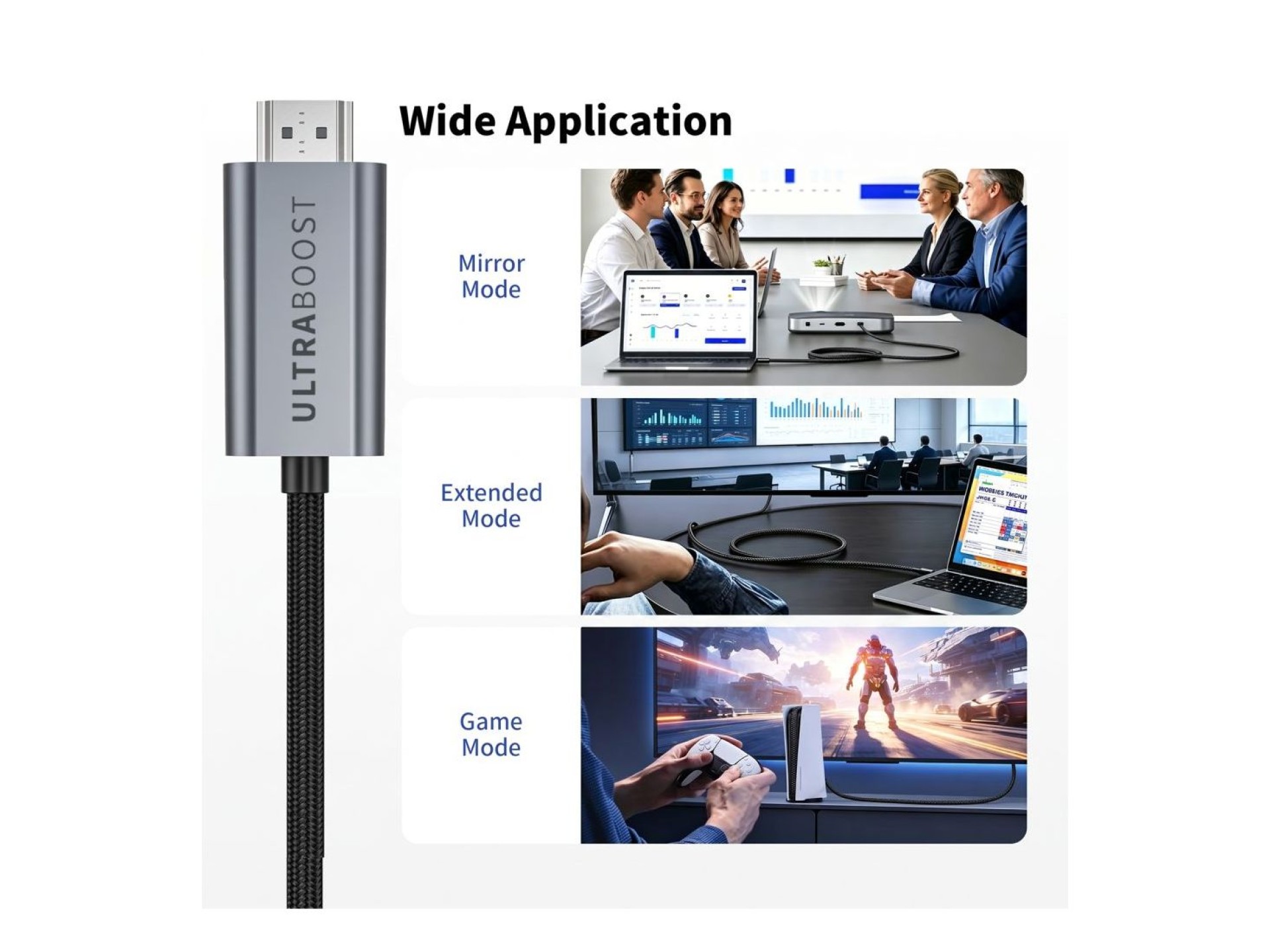 Cable de vídeo Tech-Protect UltraBoost USB-C HDMI 2.1 60Hz de 300 cm - Gris