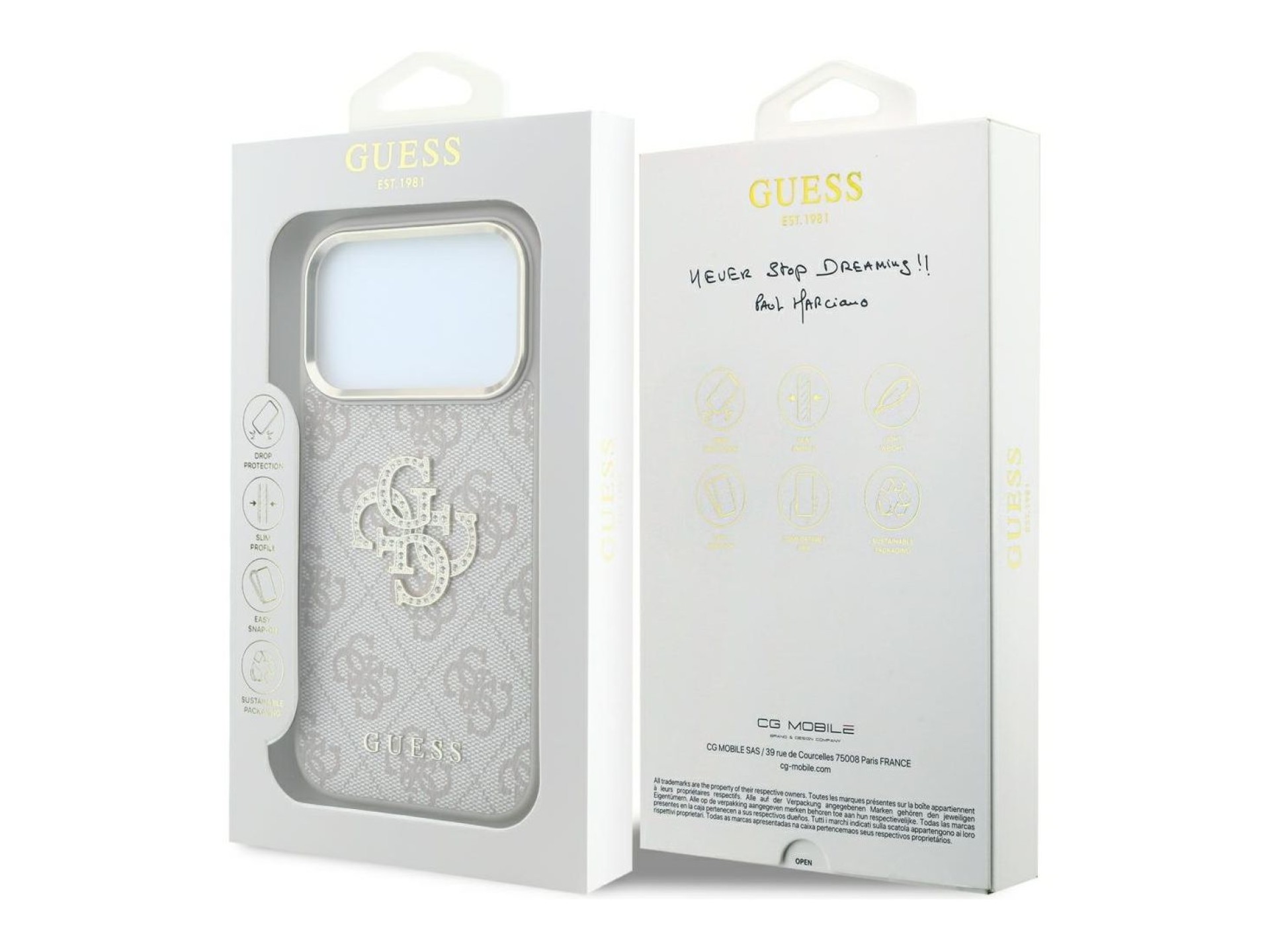 Funda Guess 4G con logo Big Strass para iPhone 18 Pro Max / 17 Pro Max - Rosa