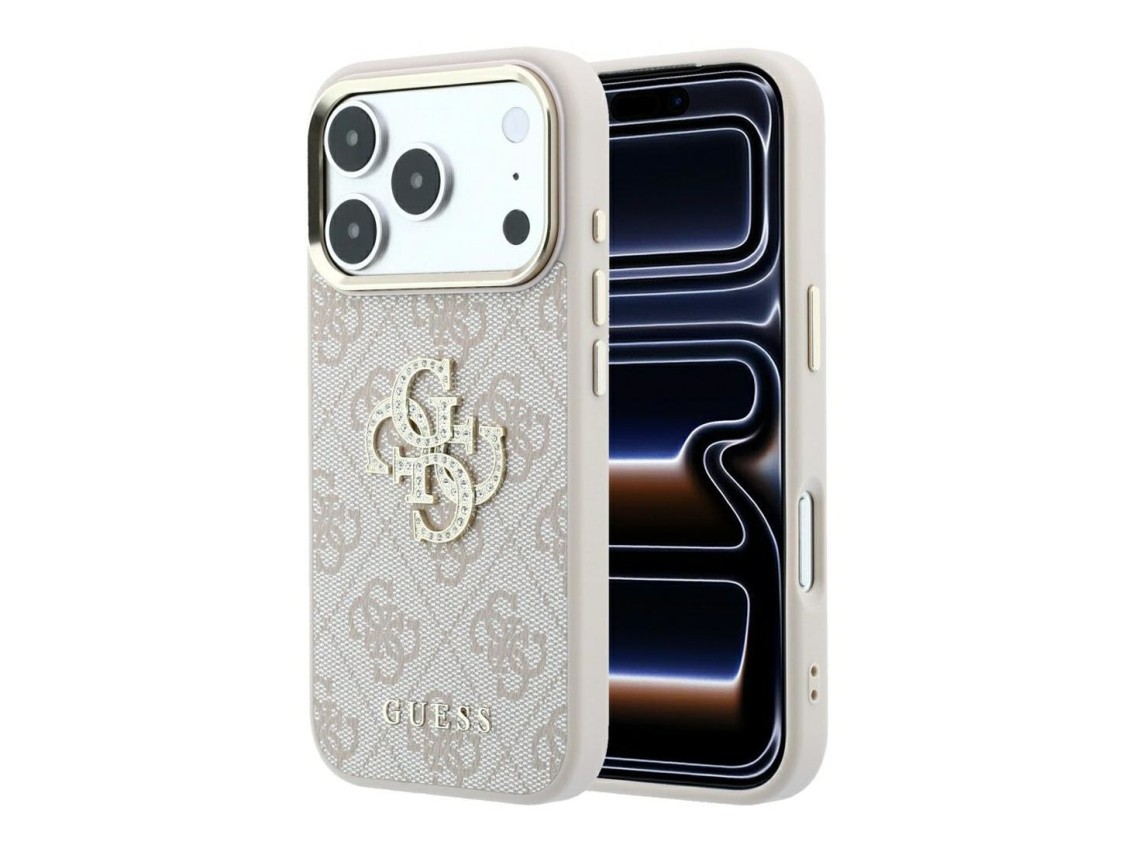 Guess 4G & Big Strass Logo Case for iPhone 18 Pro Max / 17 Pro Max - Pink