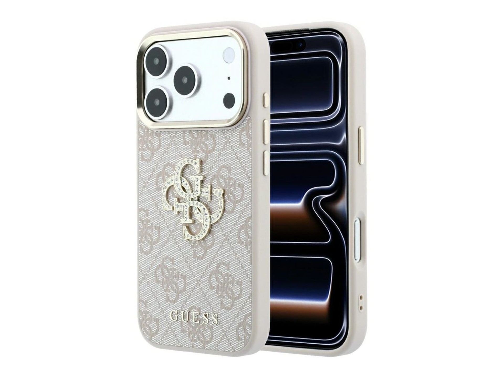 Funda Guess 4G con logo Big Strass para iPhone 18 Pro Max / 17 Pro Max - Rosa