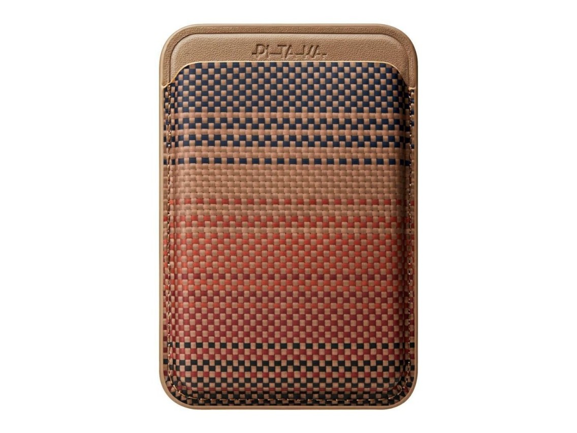Cartera magnética PITAKA, cartera tejida MagSafe para teléfono, puesta de sol