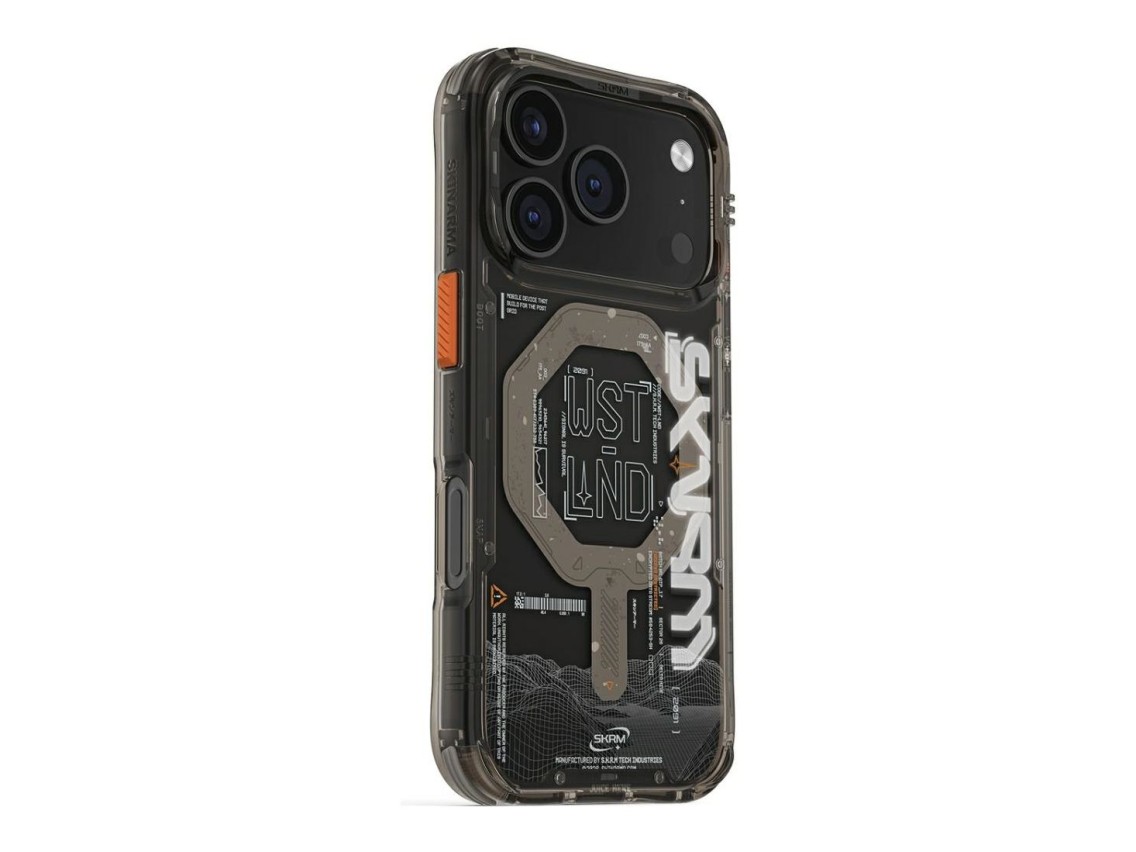 Capa Skinarma Sonix para iPhone 17 Pro com base de carregamento magnético.