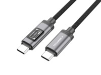 Cable USB-C a USB-C de 100 W TECHANCY TB1807, 1 m, pantalla digital OLED, trenzado de nailon, datos 