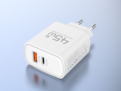 Cargador USB-C TECHANCY TM02127 de 45 W, carga rápida PD 3.0 PPS, USB-A QC 3.0, 2 puertos, enchufe e Cargador USB-C TECHANCY TM02127 de 45 W, carga rápida PD 3.0 PPS, USB-A QC 3.0, 2 puertos, enchufe e