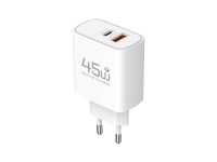 Cargador USB-C TECHANCY TM02127 de 45 W, carga r�pida PD 3.0 PPS, USB-A QC 3.0, 2 puertos, enchufe e