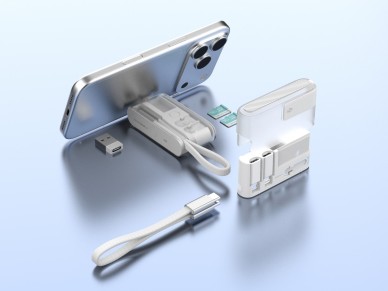 Kit con cable USB-C de 60 W, 30 cm, estuche plegable con soporte y adaptadores Micro USB y Lightning