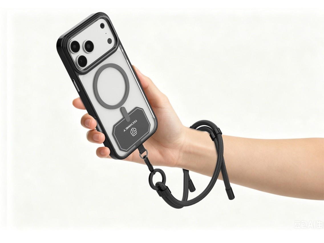 TECHANCY TW2781 Wrist Strap for Mobile Phone, Adjustable 10-25 cm, 8 mm Braided Cord, with 2 Snaps,