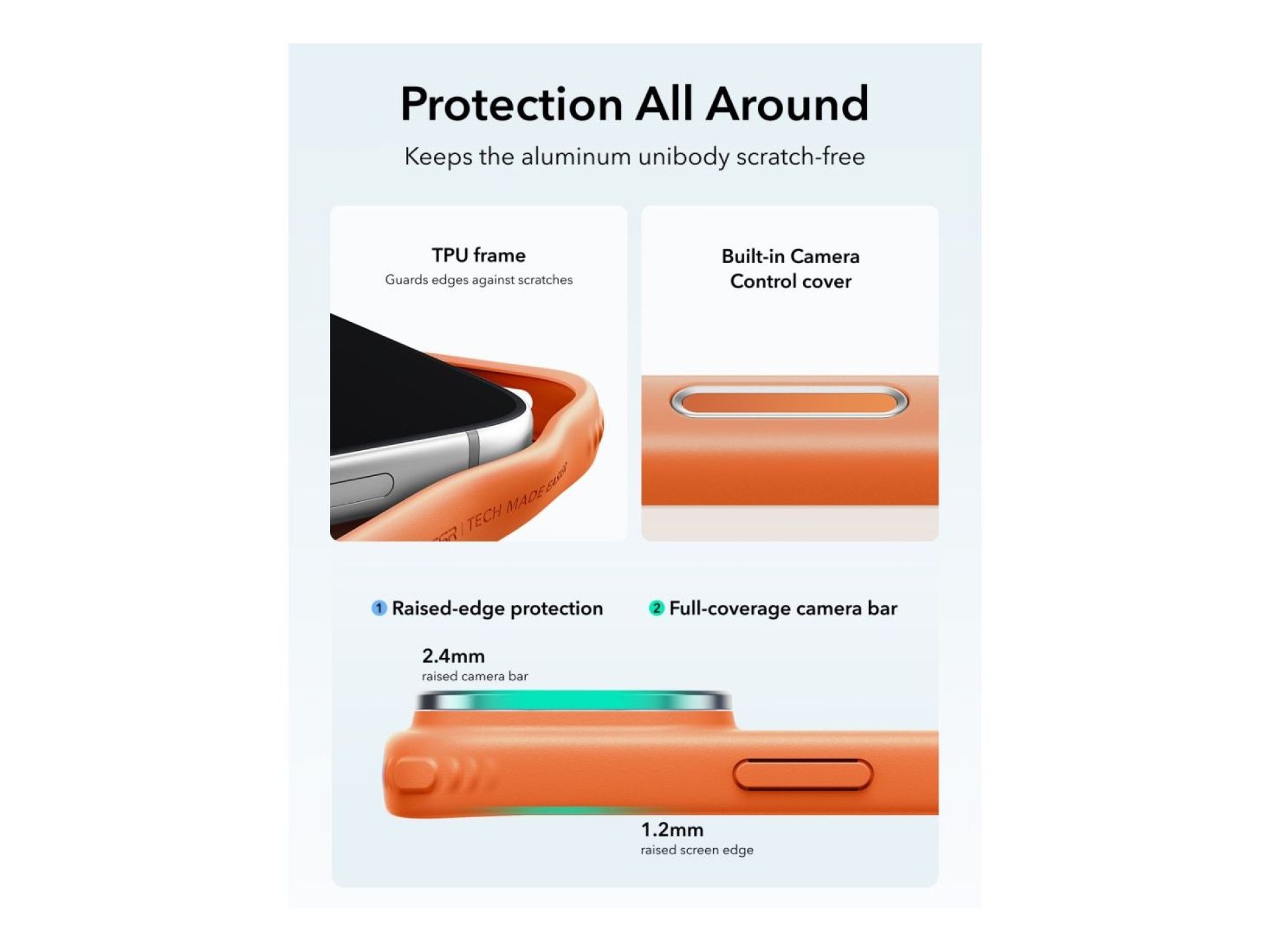Capa MagSafe ESR Classic Hybrid com suporte para iPhone 18 Pro/17 Pro - Laranja Mate