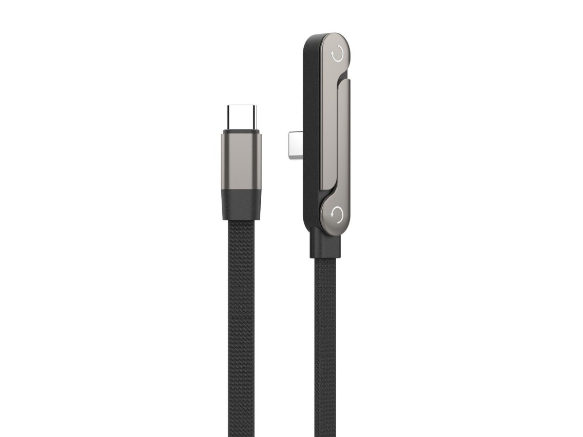 TECHANCY TB1805 240W USB-C to USB-C Cable, 1.2 m, Foldable Stand, Braided Nylon, 90° Plug, 480 Mbps