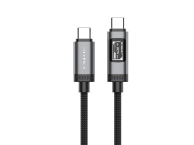USB-C to USB-C cable 100W TECHANCY TB1807, 1 m, OLED Digital Display, Nylon Braided, Data 480 Mbps, 