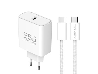 Cargador USB-C TECHANCY TA2845 de 65 W, PD 3.0 PPS, carga r�pida, cable USB-C a USB-C de 1,5 m y 60 