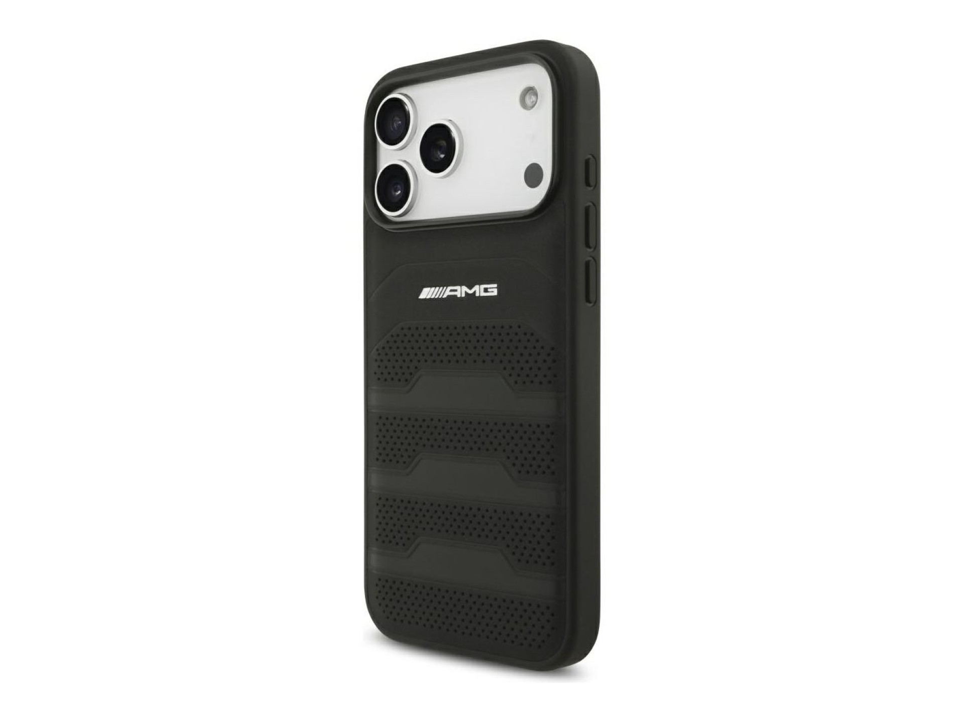 Mercedes AMG Leather Debossed Lines Logo Case for iPhone 18 Pro Max / 17 Pro Max - Black