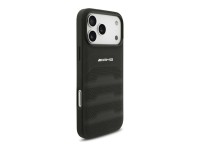 Mercedes AMG Leather Debossed Lines Logo Case for iPhone 18 Pro Max / 17 Pro Max - Black