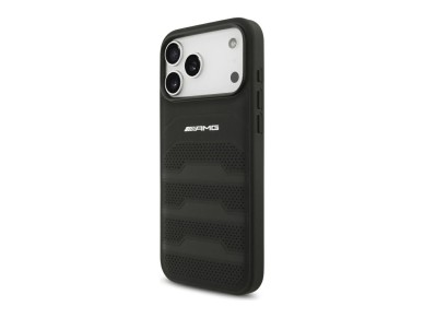 Mercedes AMG Leather Debossed Lines Logo Case for iPhone 18 Pro Max / 17 Pro Max - Black